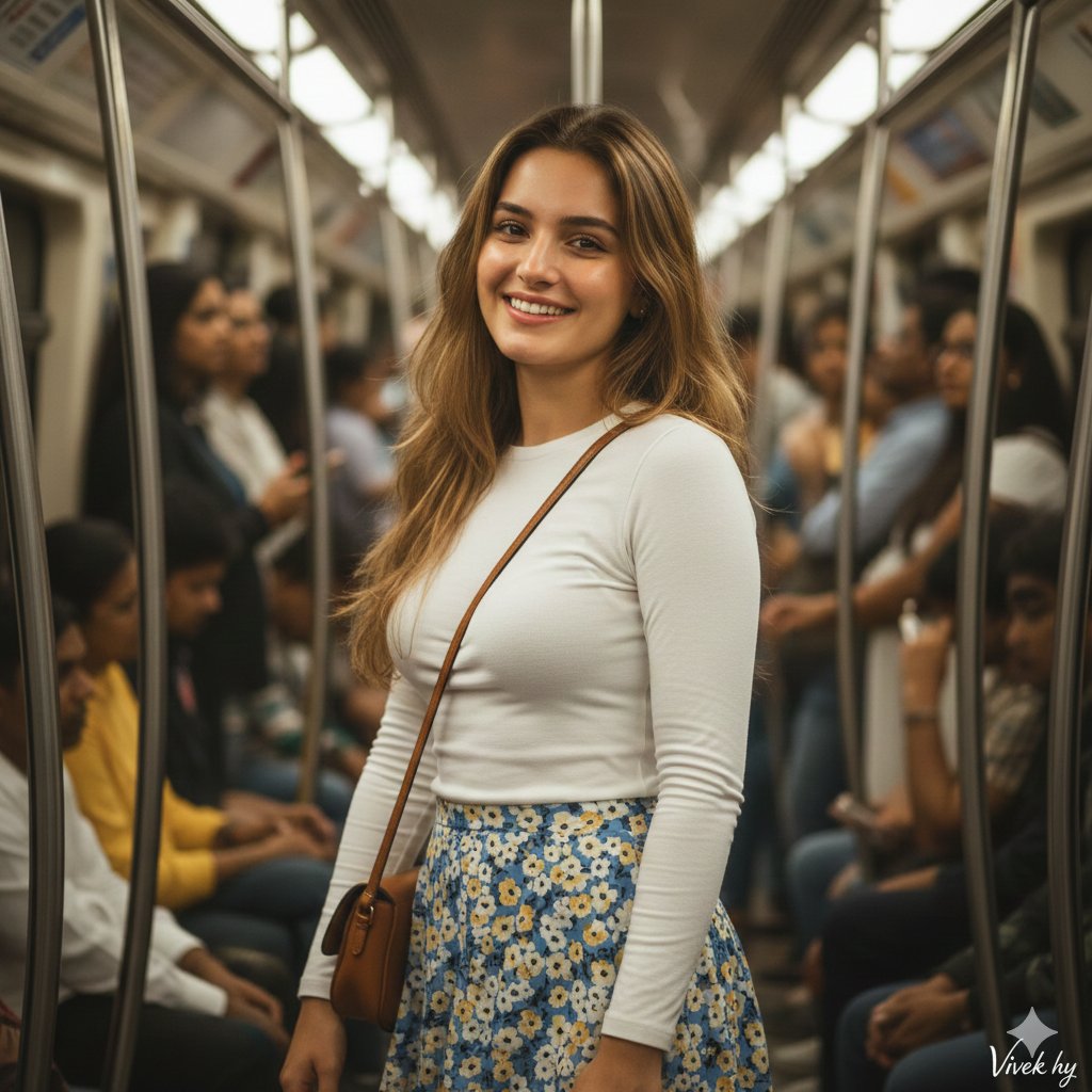 地铁抓拍人像 (微笑女孩) - Image 1