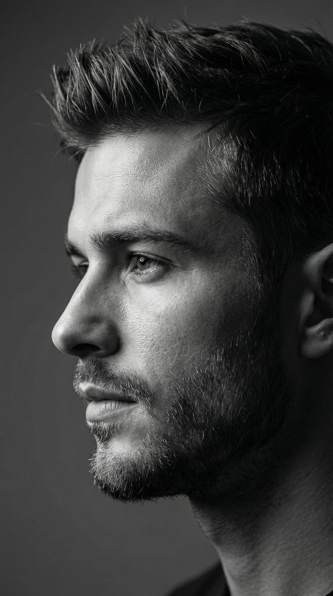 戏剧性的黑白男性肖像 - Image 1